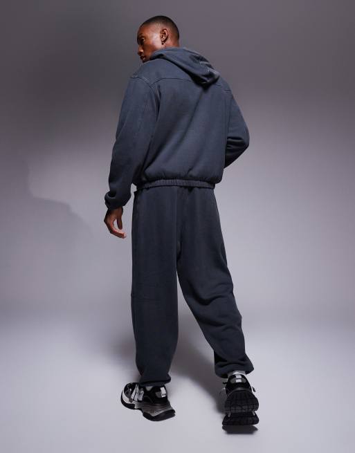 ASOS DESIGN - Oversized joggingbroek met contrasterend stiksel in zwart met wassing, 3 van 5