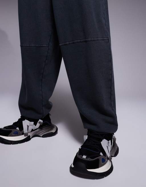 ASOS DESIGN - Oversized joggingbroek met contrasterend stiksel in zwart met wassing, 5 van 5