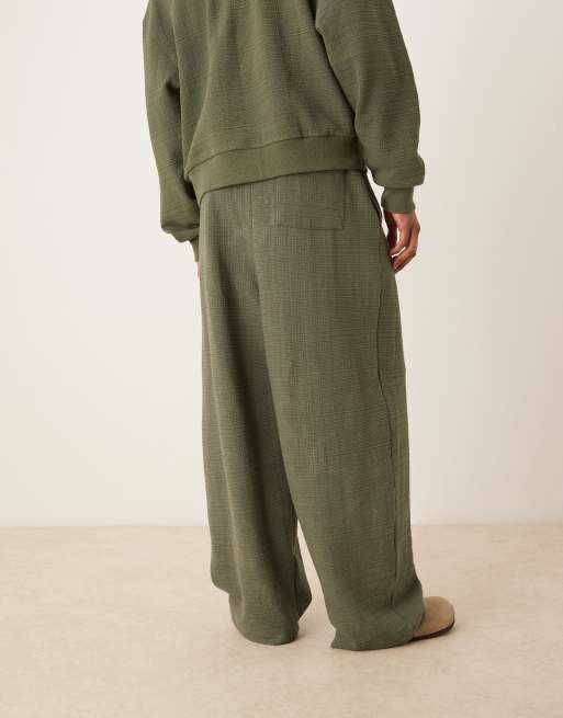 ASOS DESIGN - Oversized joggingbroek met linnenlook in kaki, 4 van 5