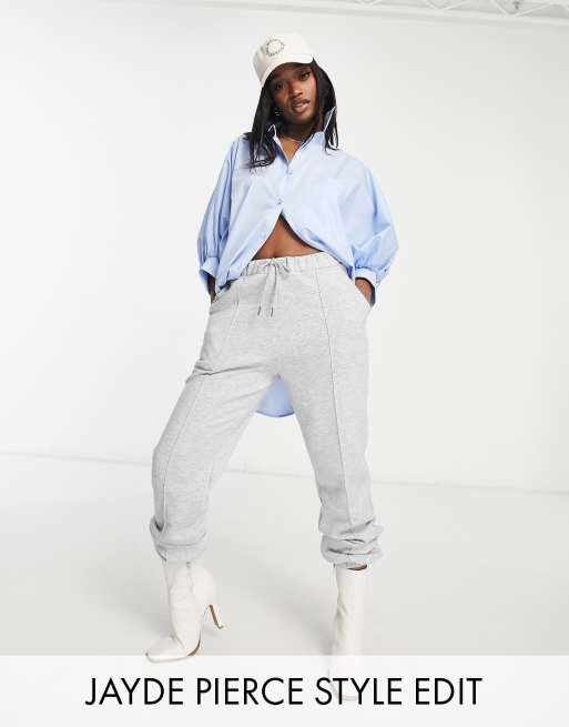 ASOS DESIGN - Oversized joggingbroek met plooien in gemêleerd grijs