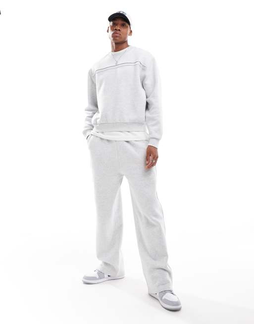 ASOS DESIGN - Oversized joggingbroek met rechte pijpen en zijpanelen in gemêleerd grijs