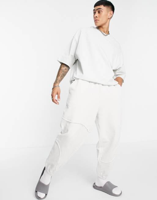 ASOS DESIGN - Oversized joggingbroek met siernaden in grijs, deel van co-ord set