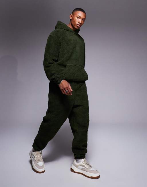 ASOS DESIGN - Oversized joggingbroek van borg in groen