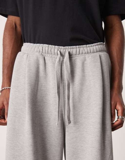 ASOS DESIGN - Oversized joggingbroek van zware stof met wijde pijpen in gemêleerd grijs, 3 van 5