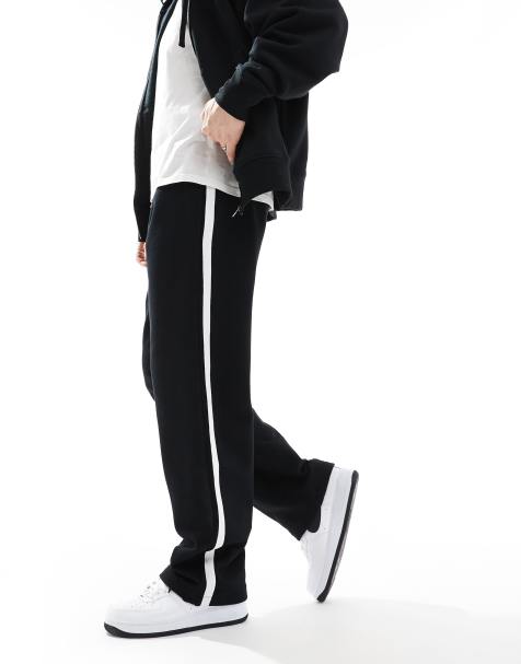 ASOS DESIGN - Oversized joggingbroek van zware stof met zijstreep in zwart - view 1