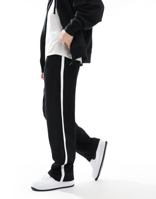 ASOS DESIGN - Oversized joggingbroek van zware stof met zijstreep in zwart
