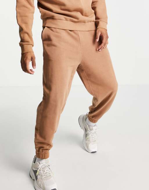 ASOS DESIGN - Oversized joggingbukser i vasket brun - Del af sæt