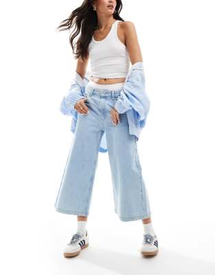 ASOS DESIGN ASOS DESIGN oversized jort in bleach wash-Blue