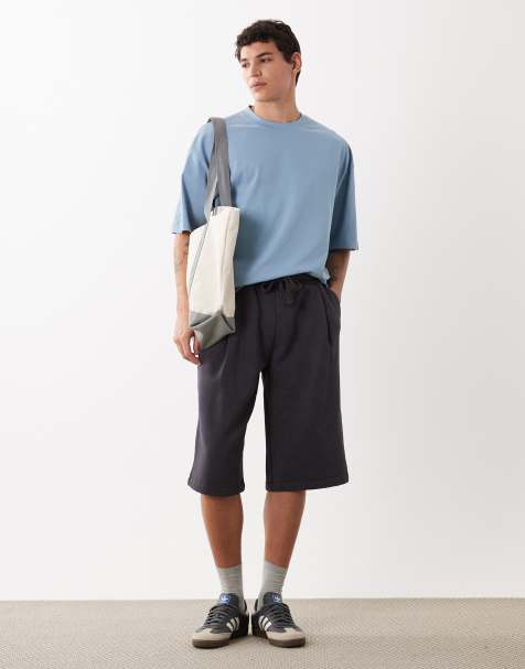 ASOS DESIGN - Oversized jorts van jersey met plooidetails in verwassen grijs - view 1