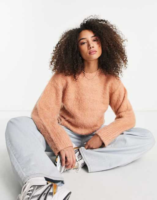 Oversized Brushed Yarn Crew Neck Jumper