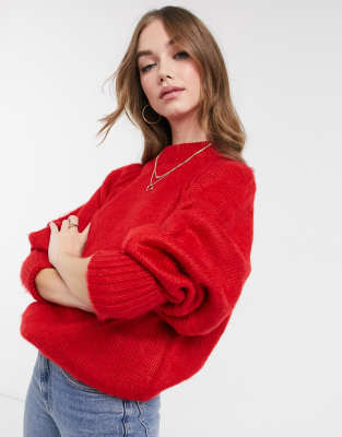 red oversized jumper