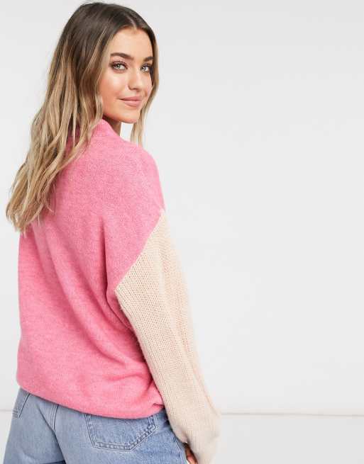 Pink oversized hotsell colour block jumper