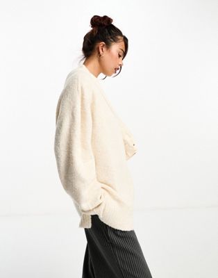 ASOS DESIGN oversized jumper in textured boucle yarn in cream | ASOS