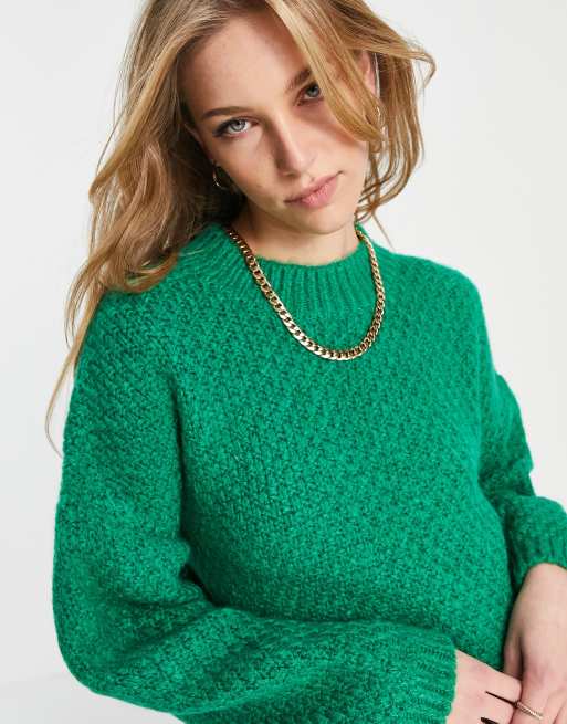 ASOS DESIGN oversized jumper in textured stitch in green