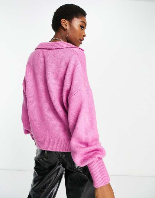 Pink jumper hotsell with collar