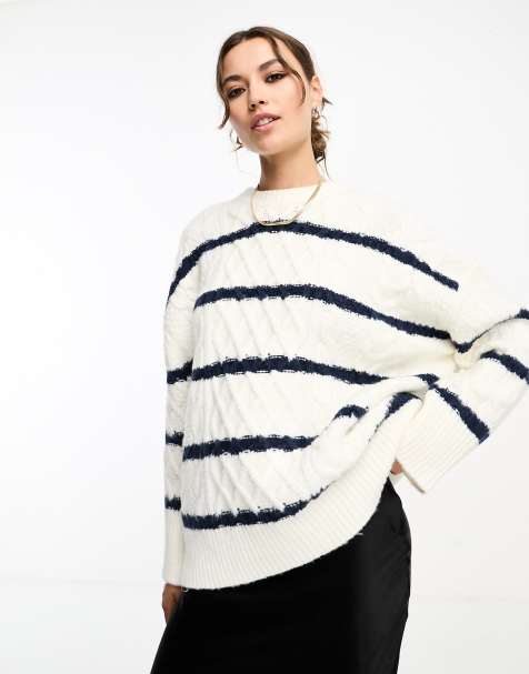 ASOS DESIGN - Oversized kabeltrui met strepen - view 1