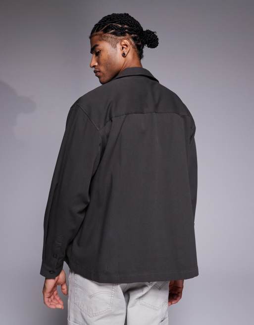 ASOS DESIGN - Oversized kakifarvet twill-skjorte med reverskrave og cargolommer, 3 af 5