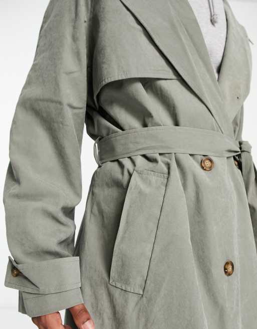 ASOS DESIGN - Oversized kakigrøn trenchcoat, 3 af 4