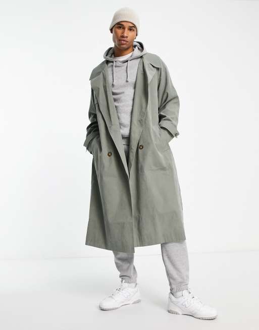ASOS DESIGN - Oversized kakigrøn trenchcoat, 4 af 4