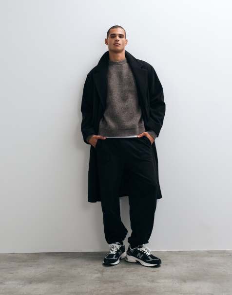 ASOS DESIGN oversized kappa i ulllook i svart - view 1