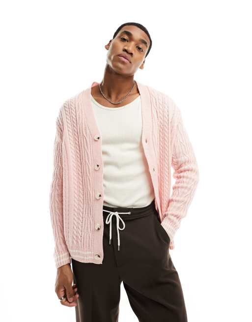 ASOS DESIGN oversize cardigan in pale pink