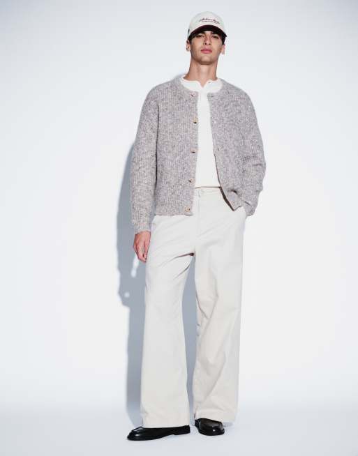ASOS DESIGN oversized knit cardigan in beige, 2 of 5