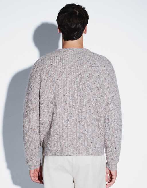 ASOS DESIGN oversized knit cardigan in beige, 4 of 5