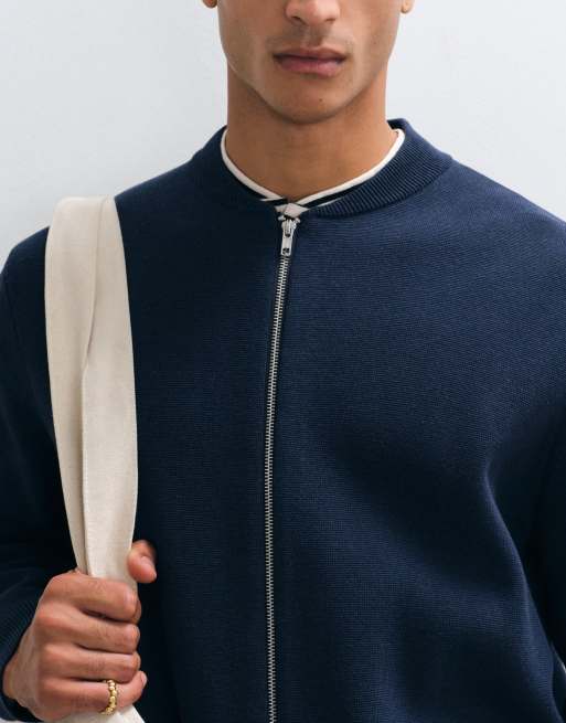 ASOS DESIGN oversized knit cardigan in navy, 4 of 5
