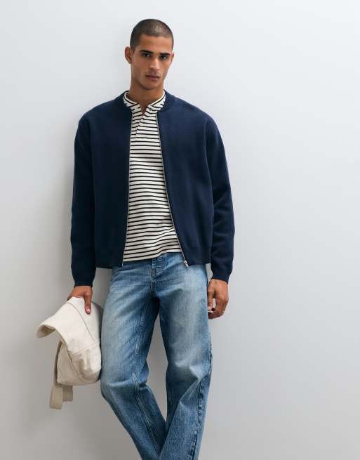 ASOS DESIGN oversized knit cardigan in navy, 5 of 5