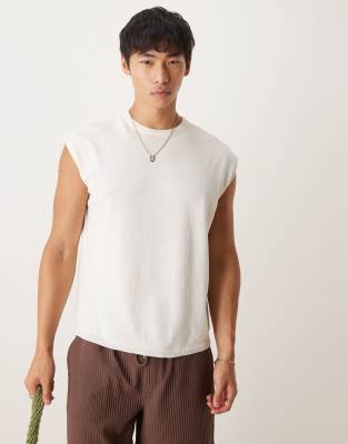 Asos Design Oversized Knit Crew Neck Tank In White