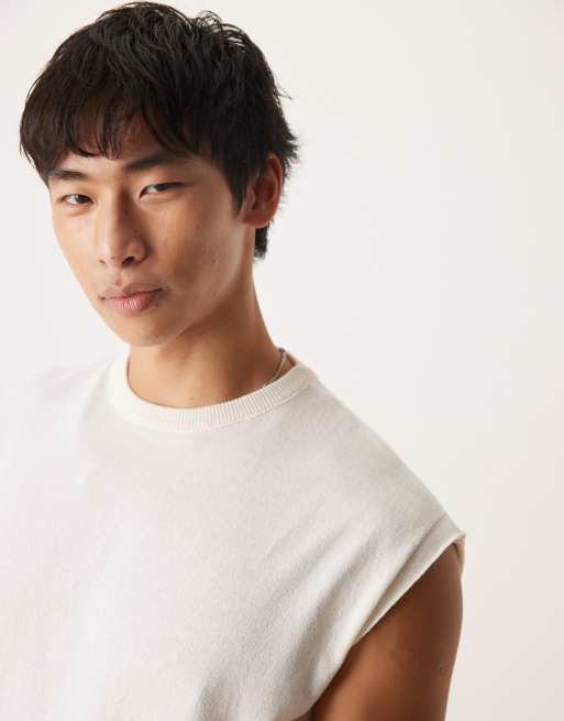 ASOS DESIGN oversized knit crew neck tank in white