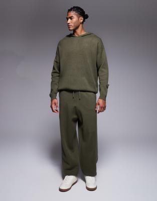 Asos Design Oversized Knit Cuffed Sweatpants In Green