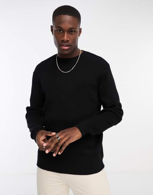 ASOS DESIGN oversized knit essential ribbed sweater in black | ASOS