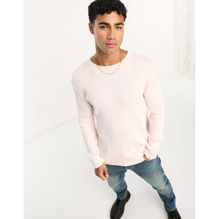 ASOS DESIGN oversized knit essential ribbed sweater in light pink | ASOS