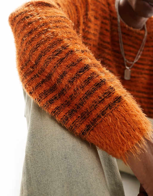 ASOS DESIGN oversized knit feather sweater in rust ASOS