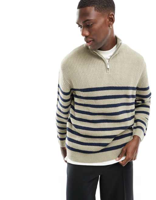 Quarter zip ribbed sweater hot sale