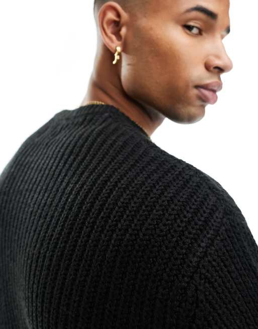 Black oversized crew online neck sweater