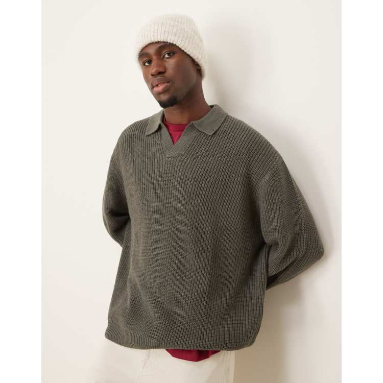 【massnoun】CROSS ADD LAMSWOOL OVERSIZED KNIT 205828569-1-charcoalmarl?$