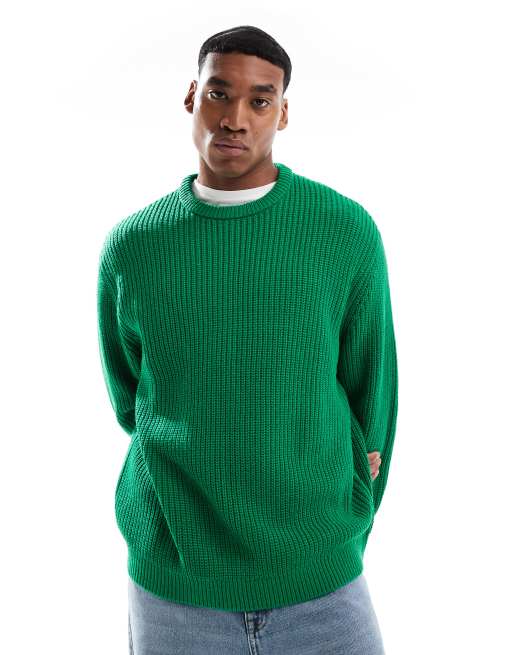 Green ribbed sweater best sale