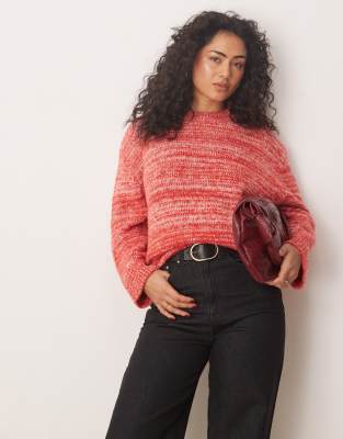 oversized knit jumper in red fleck