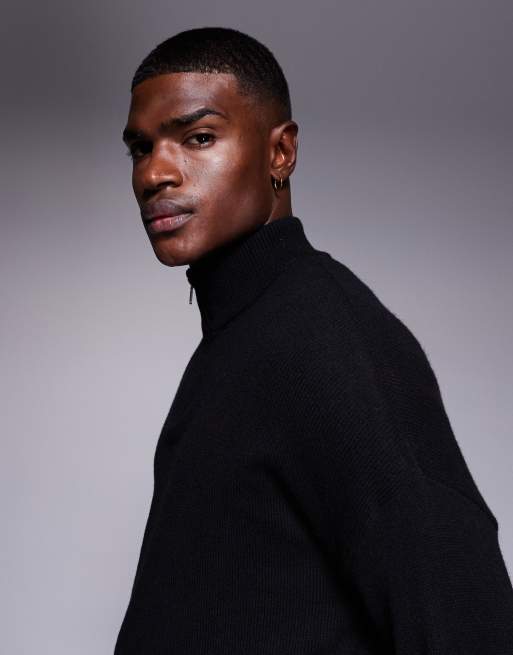 ASOS DESIGN oversized knit lambswool blend half zip sweater in