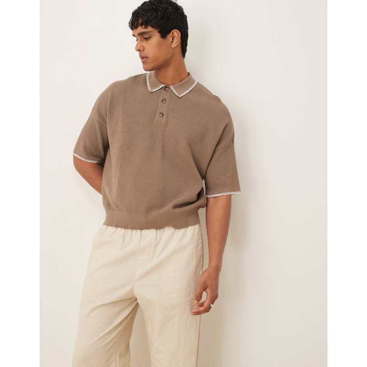 LEINWANDE Blocking Intarsia Polo ブラウン LEINWANDE Blocking Intarsia Polo ブラウン - メルカリ