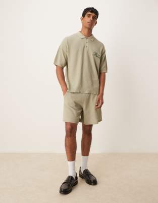 Asos Design Oversized Knit Shorts In Green