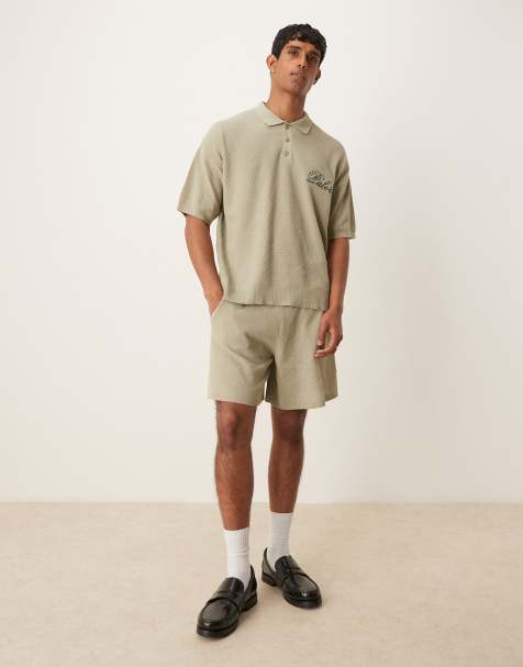 ASOS DESIGN oversized knit shorts in green - part of a set - view 1