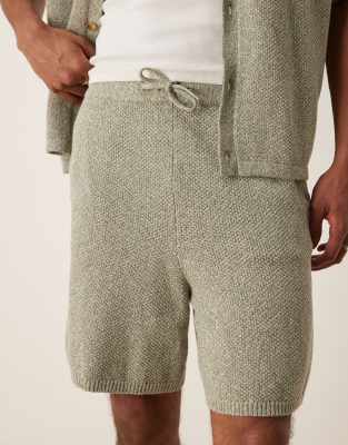 ASOS DESIGN oversized knit shorts in sage green - part of a set