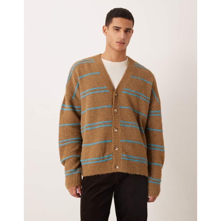 ASOS DESIGN oversized knit striped cardigan in brown | ASOS