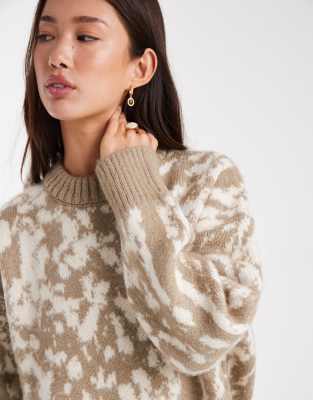 Asos Design Oversized Knit Sweater In Brown