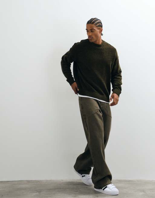ASOS DESIGN oversized knit sweater in olive, 2 of 5
