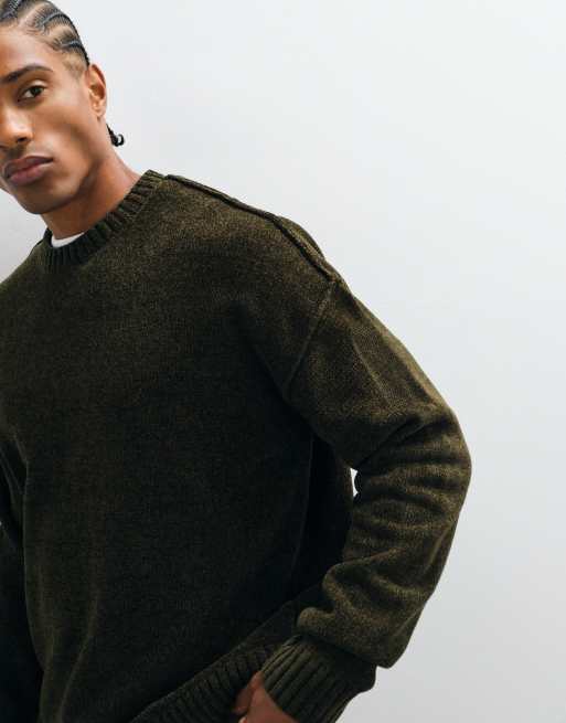 ASOS DESIGN oversized knit sweater in olive, 3 of 5