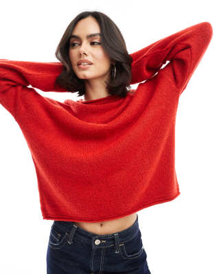 Asos Design Oversized Knit Sweater In Red